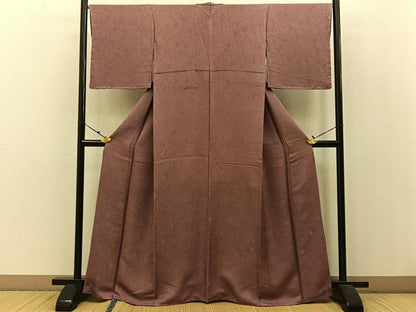 平和屋着物●上質な色無地　辻が花地紋　洗朱色　正絹　逸品　未使用　BAAW5027hj
