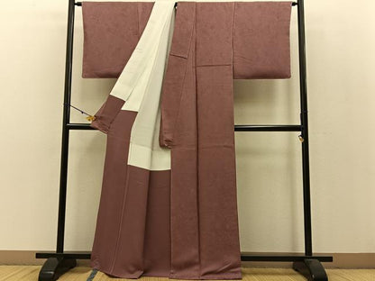 平和屋着物●上質な色無地　辻が花地紋　洗朱色　正絹　逸品　未使用　BAAW5027hj