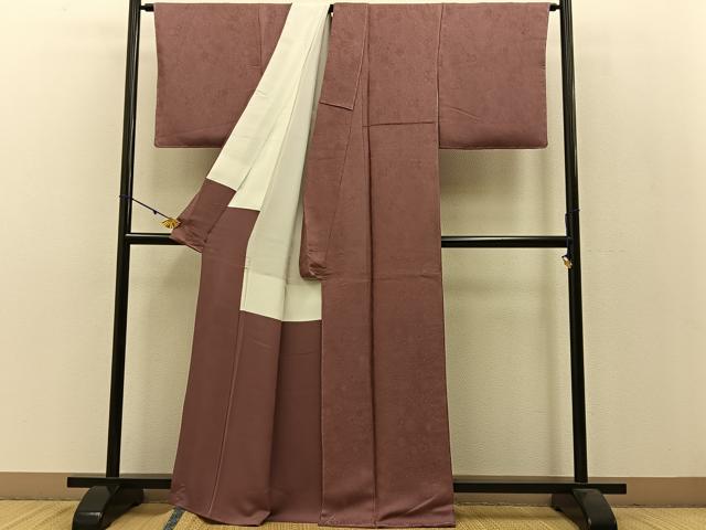 平和屋着物●上質な色無地　辻が花地紋　洗朱色　正絹　逸品　未使用　BAAW5027hj