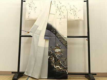 平和屋着物●訪問着　雪輪花文　暈し染め　金銀彩　正絹　逸品　BAAW5028hj