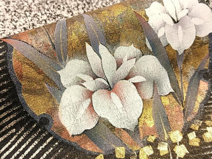 平和屋着物●訪問着　雪輪花文　暈し染め　金銀彩　正絹　逸品　BAAW5028hj