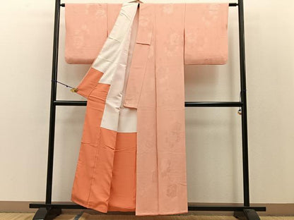 平和屋着物●上質な色無地　枝花地紋　虹色　正絹　逸品　BAAW5029hj