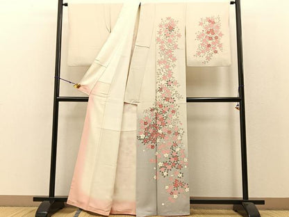 平和屋着物●訪問着　枝垂れ桜　暈し染め　金彩　正絹　逸品　BAAW5030hj