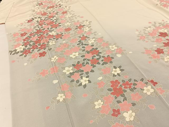平和屋着物●訪問着　枝垂れ桜　暈し染め　金彩　正絹　逸品　BAAW5030hj