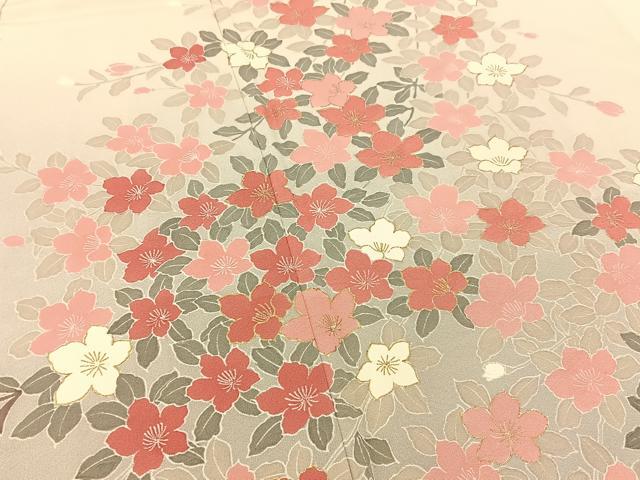 平和屋着物●訪問着　枝垂れ桜　暈し染め　金彩　正絹　逸品　BAAW5030hj