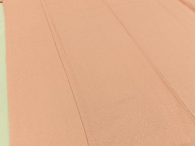 平和屋着物●上質な色無地　紋意匠　珊瑚色　正絹　逸品　未使用　BAAW5033hj