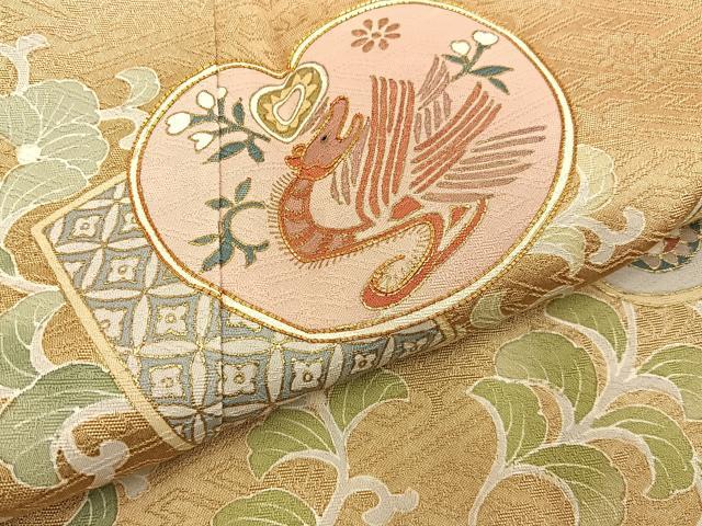 平和屋着物●訪問着　駒刺繍　タツノオトシゴ　花唐草文　金彩　正絹　逸品　BAAW5034hj