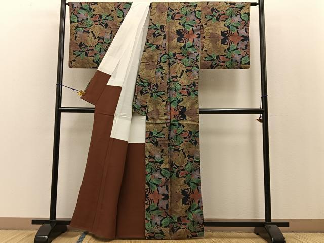 平和屋着物●本場大島紬　7マルキ　草花尽くし　正絹　逸品　BAAW5035hj