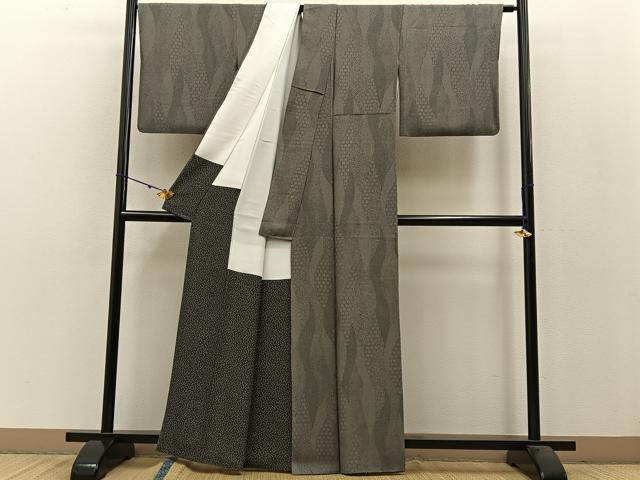 平和屋着物●江戸小紋　寄せ小紋柄　黒地　正絹　逸品　BAAW5036hj