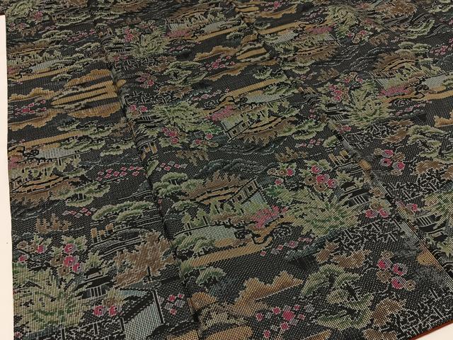 平和屋着物●本場大島紬　7マルキ　風景花文　正絹　逸品　BAAW5037hj 平和屋着物○本場大島紬 地空き 一元7マルキ 舞花文 総絣 正絹 逸品