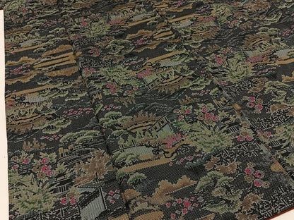 平和屋着物●本場大島紬　7マルキ　風景花文　正絹　逸品　BAAW5037hj