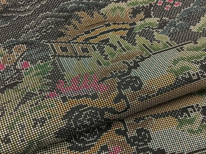 平和屋着物●本場大島紬　7マルキ　風景花文　正絹　逸品　BAAW5037hj