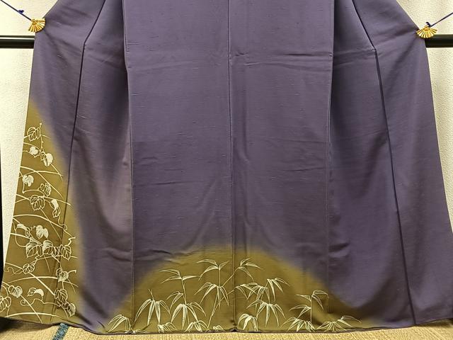 平和屋着物●訪問着　紬地　蔦の葉笹文　正絹　逸品　BAAW5038hj 平和屋着物○訪問着 紬地 蔦の葉笹文 正絹 逸品 BAAW5038hjの通販はau