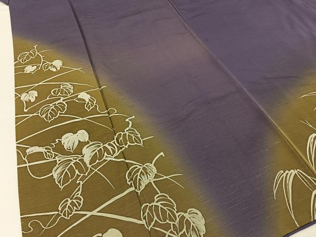 平和屋着物○訪問着 紬地 蔦の葉笹文 正絹 逸品 BAAW5038hj
