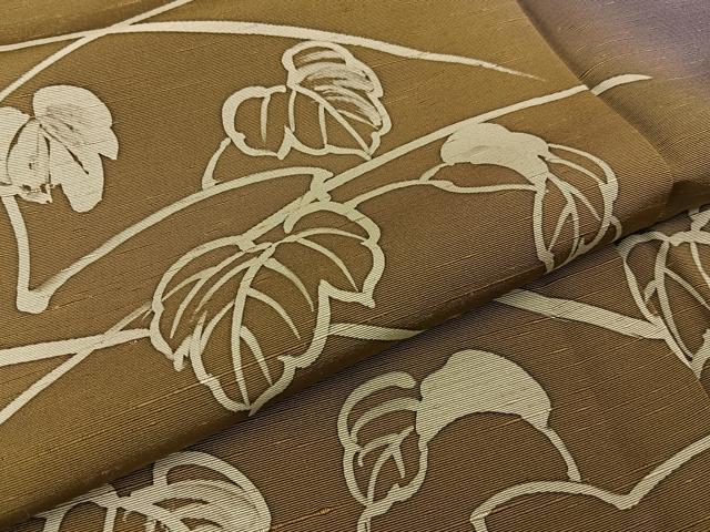 平和屋着物●訪問着　紬地　蔦の葉笹文　正絹　逸品　BAAW5038hj