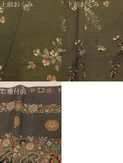 平和屋着物●訪問着　本場染大島紬　更紗草花文　正絹　逸品　BAAW5039hj