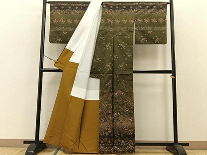 平和屋着物●訪問着　本場染大島紬　更紗草花文　正絹　逸品　BAAW5039hj