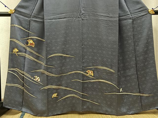 平和屋着物●訪問着　駒刺繍　銀杏花文　金銀彩　正絹　逸品　BAAW5040hj 平和屋着物○訪問着 駒刺繍 銀杏花文 金銀彩 正絹 逸品 BAAW5040hjの