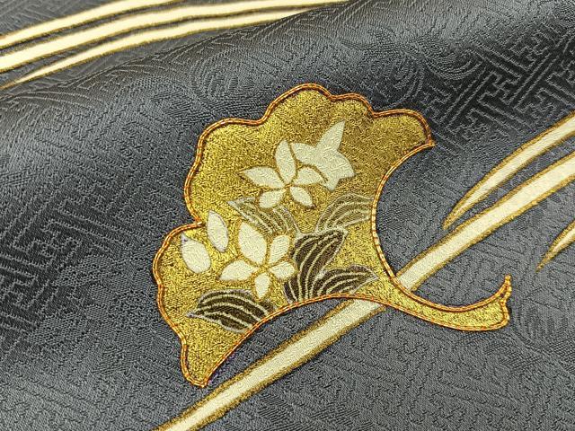 平和屋着物○訪問着 駒刺繍 銀杏花文 金銀彩 正絹 逸品 BAAW5040hj
