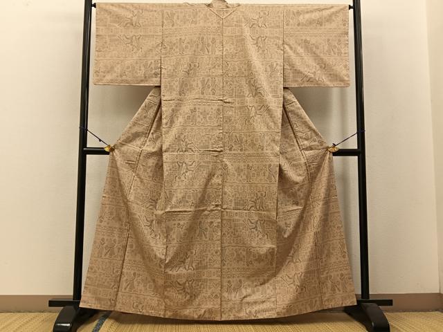 平和屋着物●本場大島紬　150亀甲　エジプト壁画文様　ますいわ屋扱い　正絹　逸品　BAAW5041hj