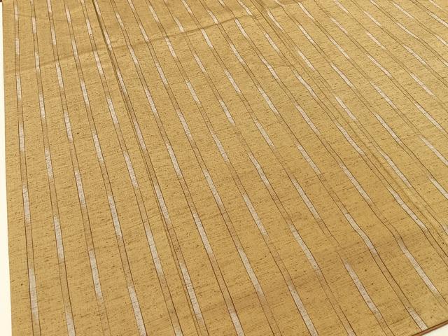 平和屋着物●ぜんまい紬　間道　正絹　逸品　AABH4104ph 平和屋着物○九寸名古屋帯 ぜんまい紬 型染め 更紗花間道 正絹 逸品 未