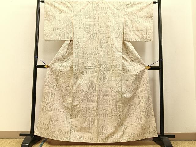 平和屋着物●本場大島紬　白大島　7マルキ　十字架　正絹　逸品　BAAW5046hj