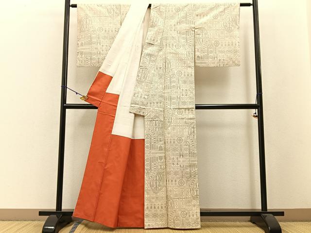 平和屋着物●本場大島紬　白大島　7マルキ　十字架　正絹　逸品　BAAW5046hj