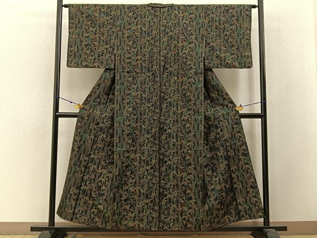 平和屋着物●本場大島紬　笹竹文　正絹　逸品　BAAW5047hj