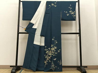平和屋着物●訪問着　友禅　作家物　花鳥文　正絹　逸品　BAAW5049hj