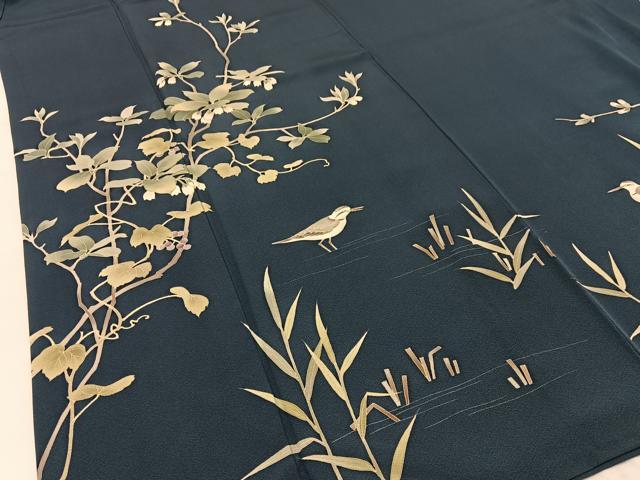 平和屋着物●訪問着　友禅　作家物　花鳥文　正絹　逸品　BAAW5049hj