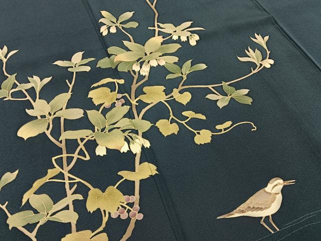 平和屋着物●訪問着　友禅　作家物　花鳥文　正絹　逸品　BAAW5049hj