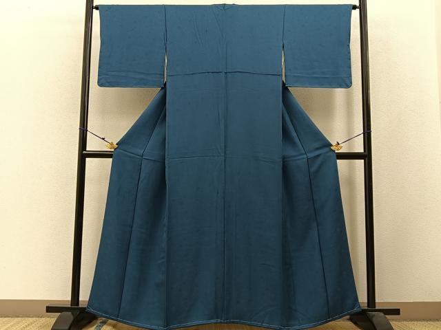 平和屋着物●上質な色無地　菊地紋　藍色　正絹　逸品　未使用　BAAW5052hj 平和屋着物○上質な色無地 菊地紋 藍色 正絹 逸品 未使用