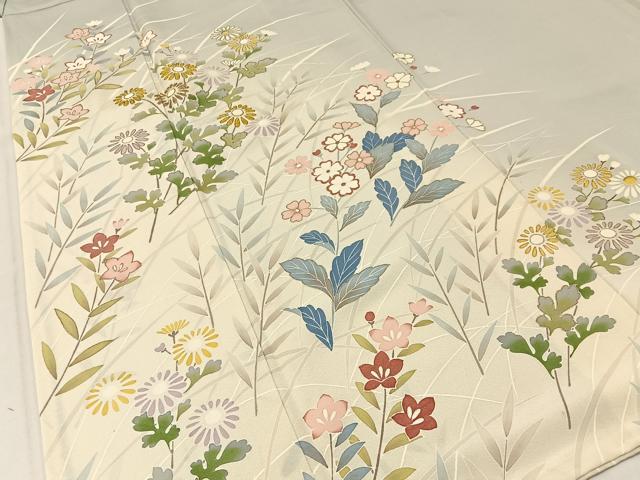 平和屋着物●訪問着 刺繍 草花文 暈し染め 金彩 正絹 逸品 BAAW5056hj