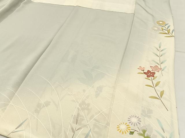 平和屋着物●訪問着 刺繍 草花文 暈し染め 金彩 正絹 逸品 BAAW5056hj