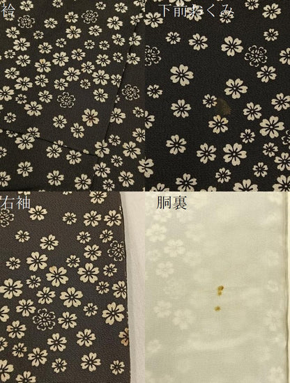 平和屋着物●上質な小紋 舞桜文 黒地 正絹 逸品 BAAW5057hj