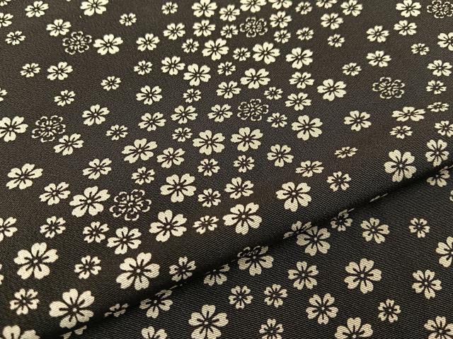 平和屋着物●上質な小紋 舞桜文 黒地 正絹 逸品 BAAW5057hj