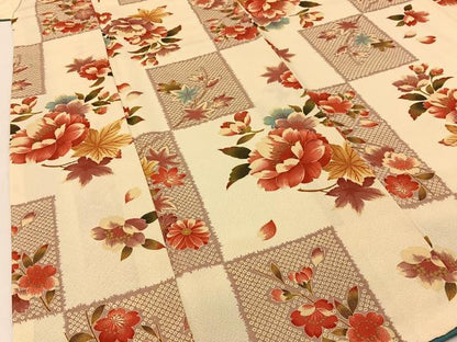 平和屋着物●上質な小紋 市松草花文 金彩 正絹 逸品 BAAW5058hj