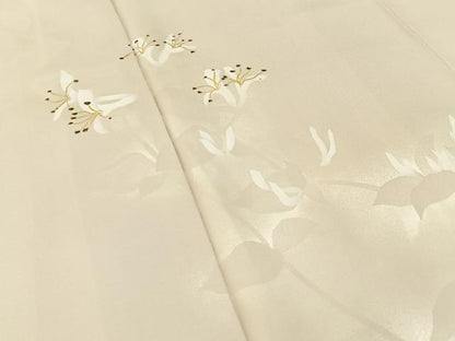 平和屋着物●訪問着　手描き　百合　金彩　正絹　逸品　BAAW5059hj