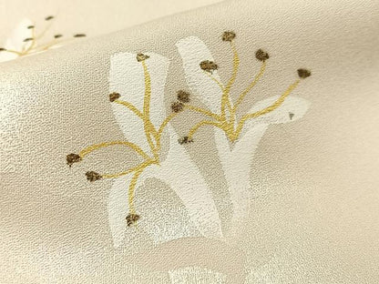 平和屋着物●訪問着　手描き　百合　金彩　正絹　逸品　BAAW5059hj