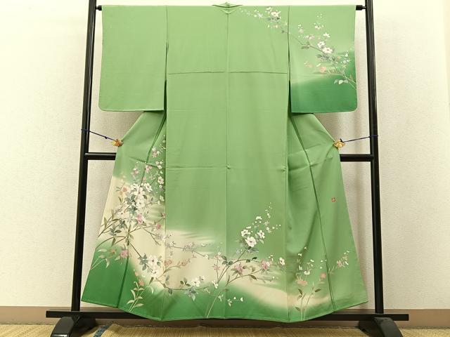 平和屋着物●訪問着 友禅 作家物 枝花文 暈し染め 正絹 逸品 未使用 BAAW5060hj