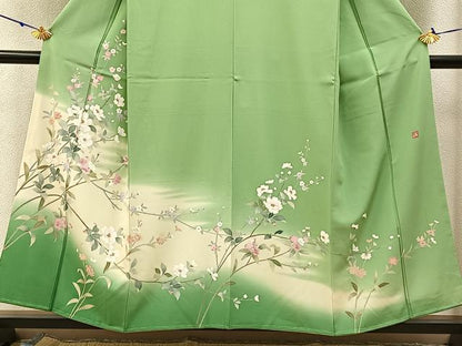 平和屋着物●訪問着 友禅 作家物 枝花文 暈し染め 正絹 逸品 未使用 BAAW5060hj