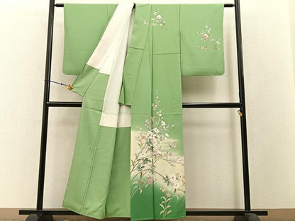 平和屋着物●訪問着 友禅 作家物 枝花文 暈し染め 正絹 逸品 未使用 BAAW5060hj
