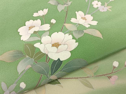 平和屋着物●訪問着 友禅 作家物 枝花文 暈し染め 正絹 逸品 未使用 BAAW5060hj