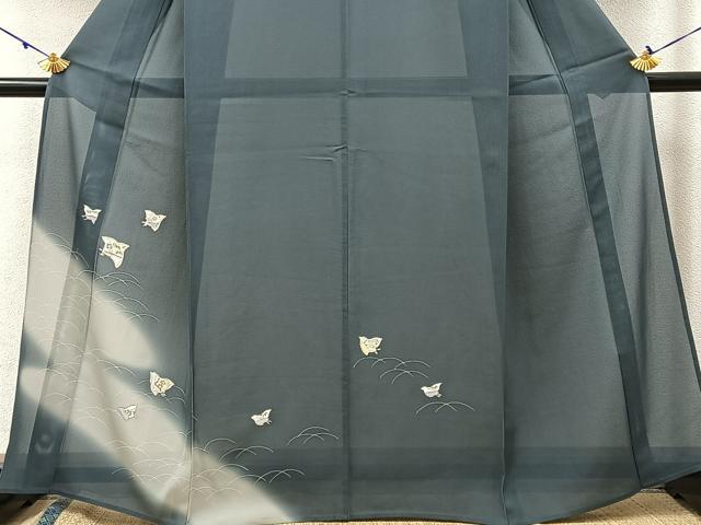平和屋着物＊夏物 訪問着 絽 千鳥 暈し染め 銀彩 正絹 逸品 BAAW5062hj