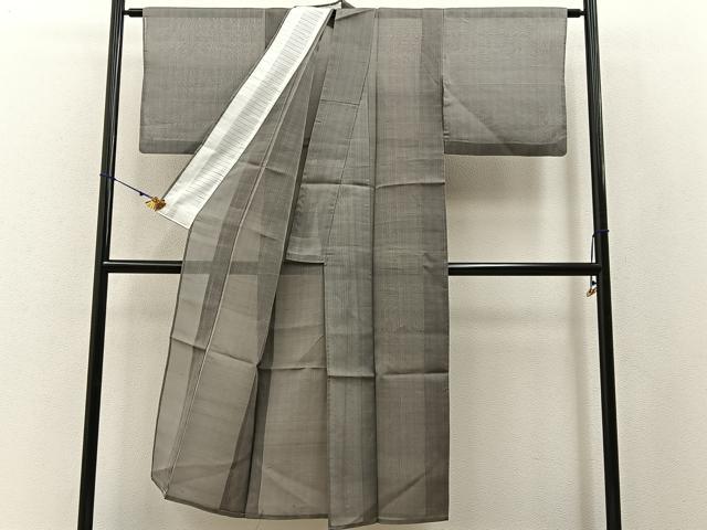 平和屋着物＊夏物 紗紬 鼠色 正絹 逸品 BAAW5064hj