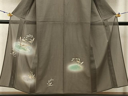 平和屋着物＊夏物　訪問着　絽　源氏車　流水横笛草花文　蛍暈し　金彩　正絹　逸品　BAAW5066hj