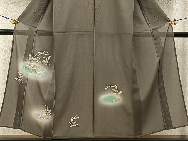 平和屋着物＊夏物　訪問着　絽　源氏車　流水横笛草花文　蛍暈し　金彩　正絹　逸品　BAAW5066hj