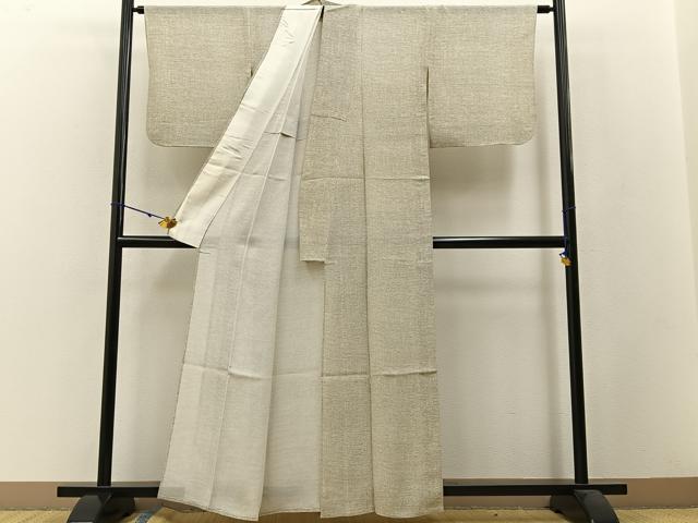 平和屋着物＊夏物 小紋 絽 横縞 正絹 逸品 BAAW5071hj