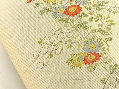 平和屋着物＊夏物 小紋 絽 手描き 籬草花文 正絹 逸品 BAAW5072hj