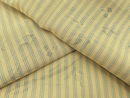 平和屋着物＊夏物 小紋 もじり織 草花文 間道 正絹 逸品 BAAW5073hj
